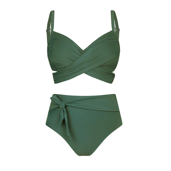Bikini plus size z wiązaniem Zielony