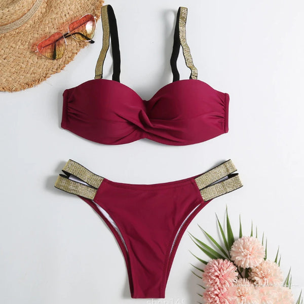 Zestaw bikini Viora Bordowy