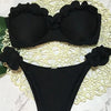 Zestaw bikini bandeau z falbanami i push-upem Czarny