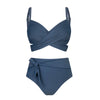 Bikini plus size z wiązaniem Niebieski