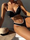 Bikini z koronką i wiązaniem Czarny