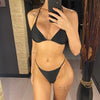 Trzyczęściowe bikini halter z długim rękawem