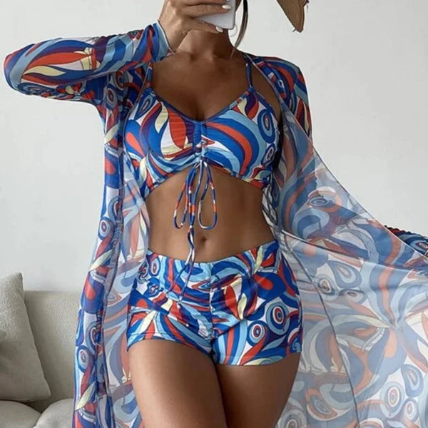 Zestaw tankini Livia Niebiesko-pomarańczowy