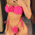 Zestaw bikini z kwiatowym haftem Różowy