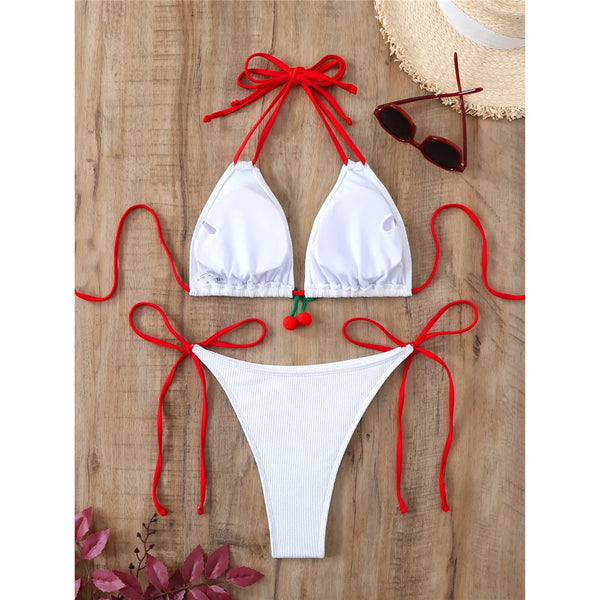 Zestaw bikini z wiązaniem i wysokim stanem