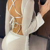 Trzyczęściowe bikini halter z długim rękawem