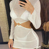 Trzyczęściowe bikini halter z długim rękawem